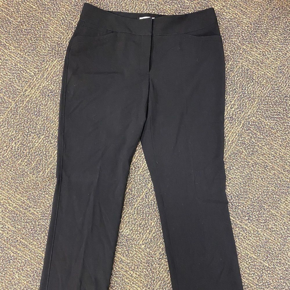 Tahari Arthur S. Levine petite‎ flat front black dress pants